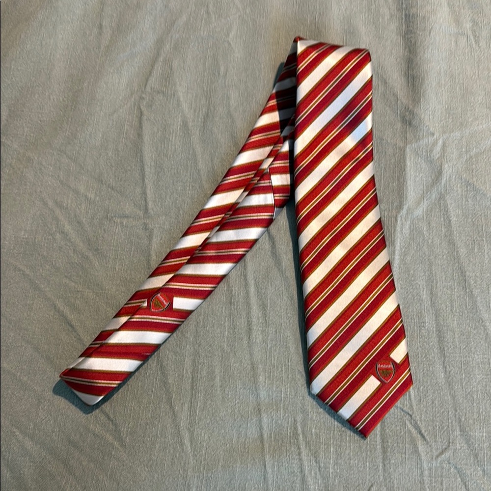 Arsenal Red and White Striped Tie